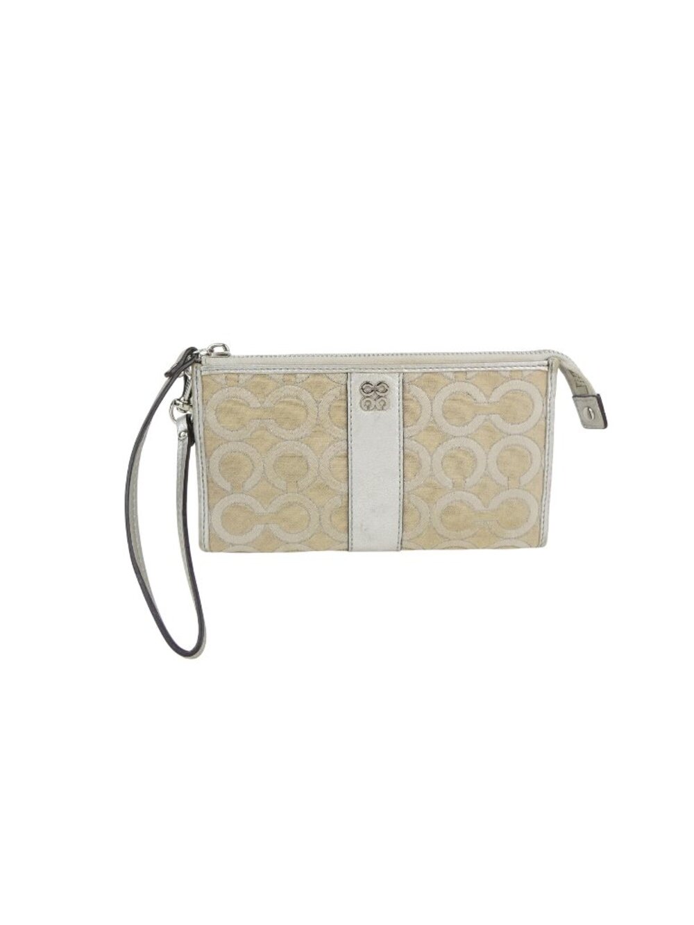Coach Vintage Signature Op Art Chalk Silver Wristlet